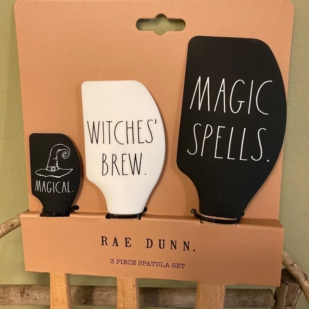 RAE DUNN MAGICAL, WITCH'S BREW AND MAGIC SPELLS HALLOWEEN SPATULAS SET OF 3 NEW